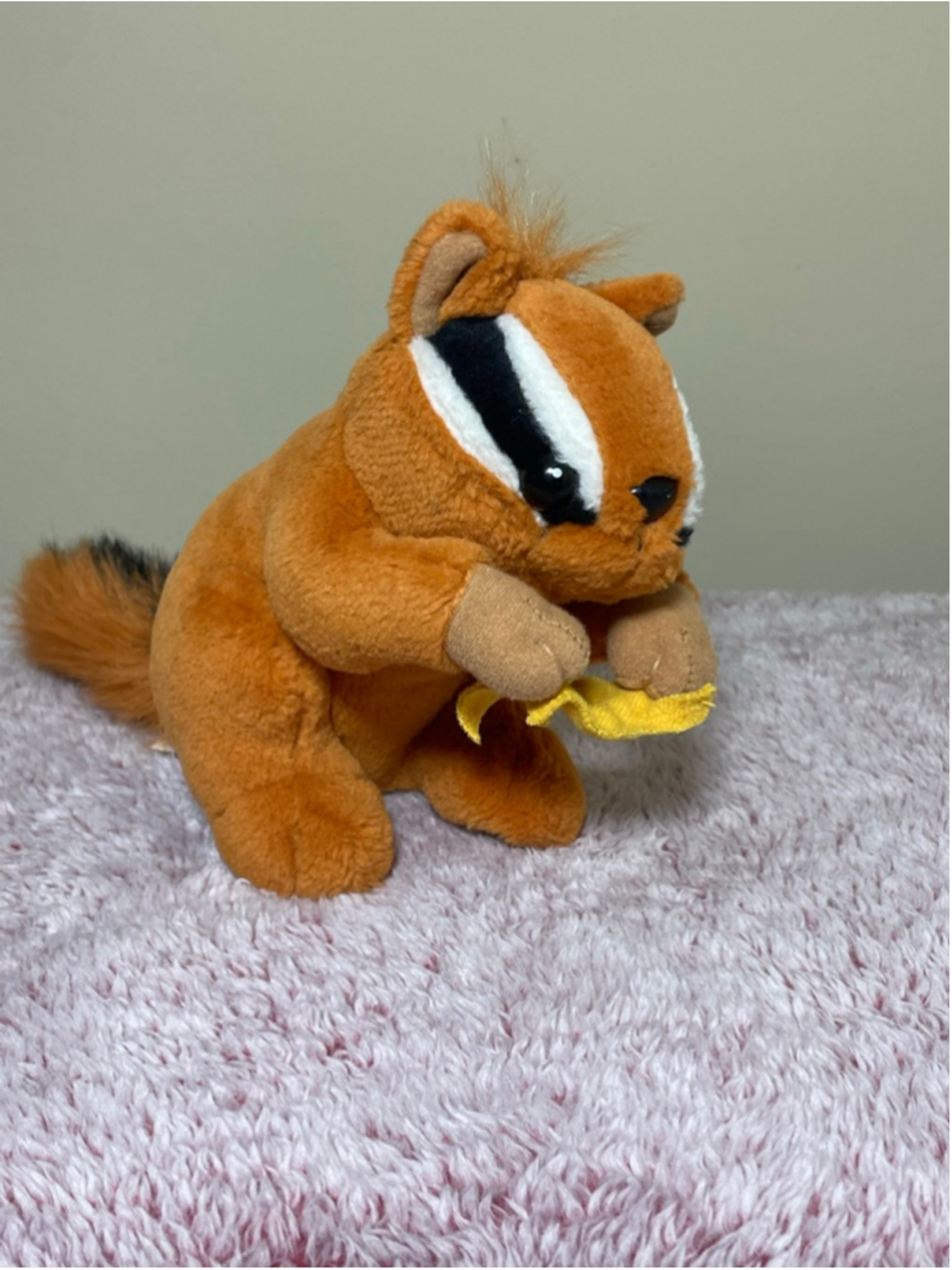 Vtg Disney Chipmunk Star Bean Plush Mattel Arcotoys Toy Holding Leaf